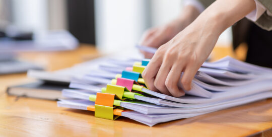 A business woman working on administration