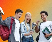 Young people getting exam results
