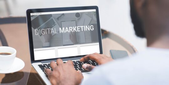 Man on Digital Marketing Course using a laptop